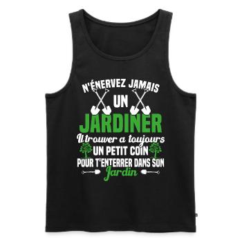 N'Énervez Jamais Un Jardinier Jardin Jardinage - Débardeur bio Premium Homme - noir - Devant - AI Model Male 178 light (178cm)