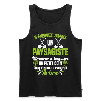Paysagiste et jardinier cadeau humour - Débardeur bio Premium Homme - noir - Devant - Michal (187cm)