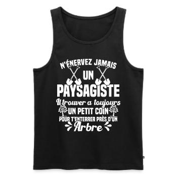 Paysagiste et jardinier cadeau humour - Débardeur bio Premium Homme - noir - Devant - Michal (187cm)