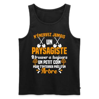 Paysagiste et jardinier cadeau humour - Débardeur bio Premium Homme - noir - Devant - Michal (187cm)