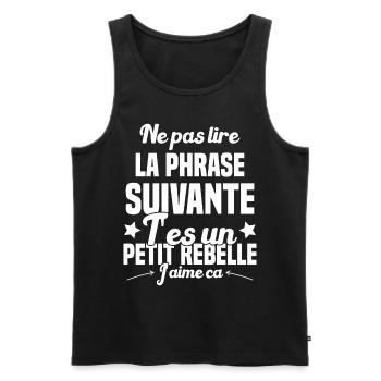 Ne pas lire la phrase suivante - Débardeur bio Premium Homme - noir - Devant - AI Model Male 178 light (178cm)
