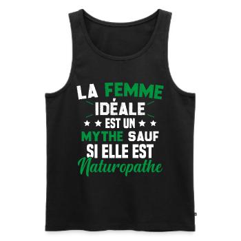 La femme idéale est un mythe sauf naturopathe - Débardeur bio Premium Homme - noir - Devant - Michal (187cm)