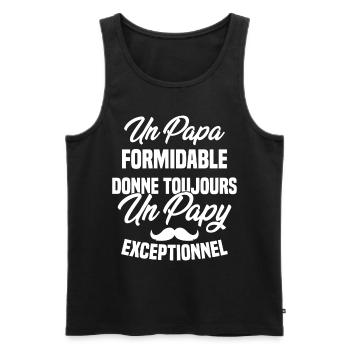 Papa Formidable Donne Toujours Papy Exceptionnel - Débardeur bio Premium Homme - noir - Devant - Michal (187cm)