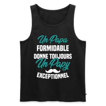 Papa Formidable Donne Toujours Papy Exceptionnel - Débardeur bio Premium Homme - noir - Devant - Michal (187cm)