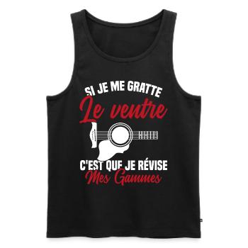 Si je me gratte le ventre humour guitariste - Débardeur bio Premium Homme - noir - Devant - AI Model Male 178 light (178cm)