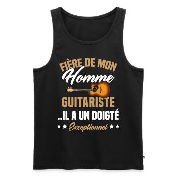 fière de mon homme guitariste - Débardeur bio Premium Homme - noir - Devant - Michal (187cm)