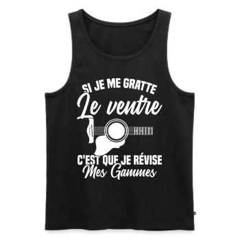 Si je me gratte le ventre humour guitariste - Débardeur bio Premium Homme - noir - Devant - AI Model Male 178 light (178cm)