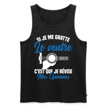 Si je me gratte le ventre humour guitariste - Débardeur bio Premium Homme - noir - Devant - AI Model Male 178 light (178cm)