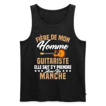 Fier de ma femme guitariste manche - Débardeur bio Premium Homme - noir - Devant - Michal (187cm)