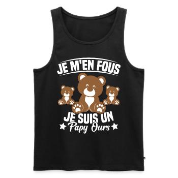 Je m en fous je suis un Papy ours Grand père - Débardeur bio Premium Homme - noir - Devant - Michal (187cm)