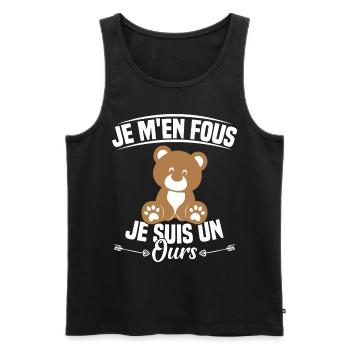 Je M'en Fous Je Suis Un Ours - Débardeur bio Premium Homme - noir - Devant - AI Model Male 178 light (178cm)