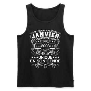 Les légendes sont nées en janvier 2003 cadeau - Débardeur bio Premium Homme - noir - Devant - Michal (187cm)