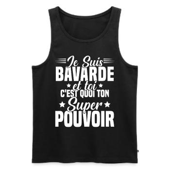 Fille Bavarde Phrase Drôle Super Pouvoir Cadeau - Débardeur bio Premium Homme - noir - Devant - Michal (187cm)