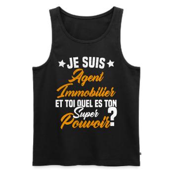 Super Agent Immobilier Humour Cadeau - Débardeur bio Premium Homme - noir - Devant - AI Model Male 178 light (178cm)