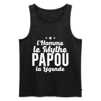 Grand-Père Papou l'Homme le Mythe la Légende - Débardeur bio Premium Homme - noir - Devant - Michal (187cm)