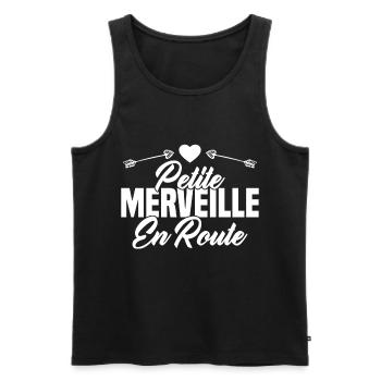 Femme Petite Merveille En Route Future Grossesse - Débardeur bio Premium Homme - noir - Devant - Michal (187cm)