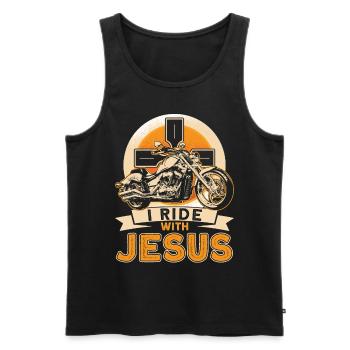 Motorcyclist Chopper Faith Gift - Men's Premium Organic Tank Top - black - Front - AI Model Male 178 light (178cm)
