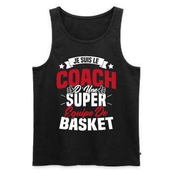 Je Suis Le Coach D'une Super Équipe De Basket - Débardeur bio Premium Homme - noir - Devant - Michal (187cm)