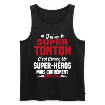 Super Héros Tonton Cool Humour Oncle - Débardeur bio Premium Homme - noir - Devant - Michal (187cm)