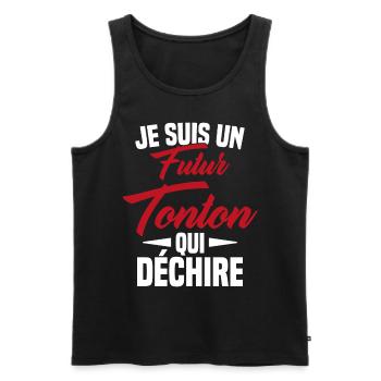 Je Suis Un Futur Tonton Qui Déchire - Débardeur bio Premium Homme - noir - Devant - Michal (187cm)