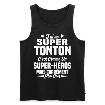 Super Héros Tonton Cool Humour Oncle - Débardeur bio Premium Homme - noir - Devant - Michal (187cm)