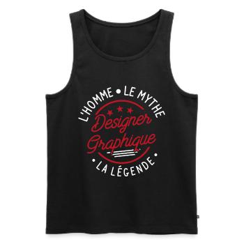Designer Graphique L'Homme Le Mythe La Légende - Débardeur bio Premium Homme - noir - Devant - AI Model Male 178 light (178cm)