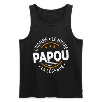 Grand-Père Papou l'Homme le Mythe la Légende - Débardeur bio Premium Homme - noir - Devant - Michal (187cm)