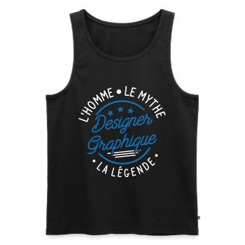 Designer Graphique L Homme Le Mythe La Légende - Débardeur bio Premium Homme - noir - Devant - AI Model Male 178 light (178cm)