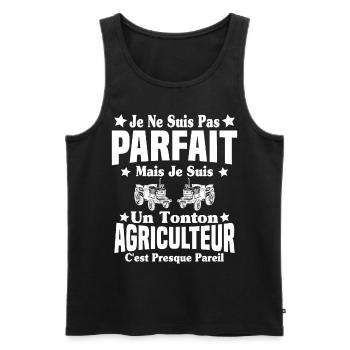 Pas parfait mais je suis un Tonton Agriculteur - Débardeur bio Premium Homme - noir - Devant - Michal (187cm)
