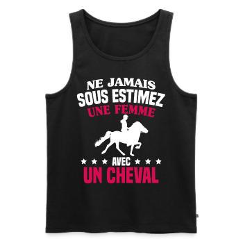 cadeau humour cheval / femme à cheval - Débardeur bio Premium Homme - noir - Devant - Michal (187cm)