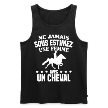 cadeau humour cheval / femme à cheval - Débardeur bio Premium Homme - noir - Devant - Michal (187cm)