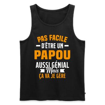 papou génial cadeau humour papou - Débardeur bio Premium Homme - noir - Devant - Michal (187cm)