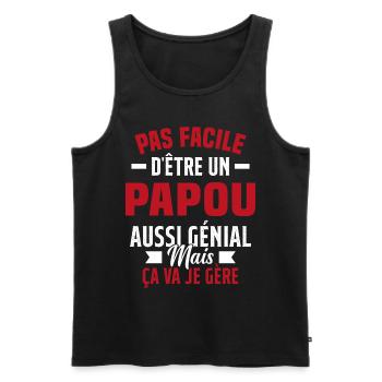 papou génial cadeau humour papou - Débardeur bio Premium Homme - noir - Devant - Michal (187cm)