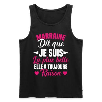 marraine dit que je suis la plus belle cadeau - Débardeur bio Premium Homme - noir - Devant - Michal (187cm)