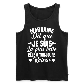 marraine dit que je suis la plus belle cadeau - Débardeur bio Premium Homme - noir - Devant - Michal (187cm)