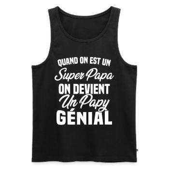 Quand On Est Super Papa On Devient Papy Génial - Débardeur bio Premium Homme - noir - Devant - Michal (187cm)