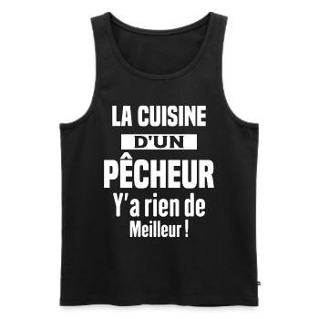 La cuisine d'un pêcheur Humour Cadeau pêche - Débardeur bio Premium Homme - noir - Devant - Michal (187cm)