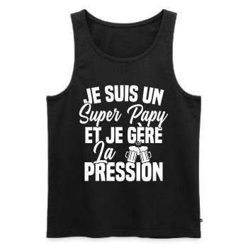 Super Papy Bière Humour Fete Des Grands Pères - Débardeur bio Premium Homme - noir - Devant - Michal (187cm)