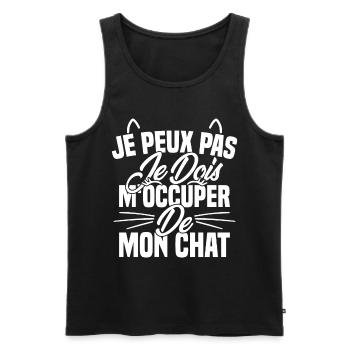 je peux pas mon chat femme humour cadeau - Débardeur bio Premium Homme - noir - Devant - AI Model Male 178 light (178cm)