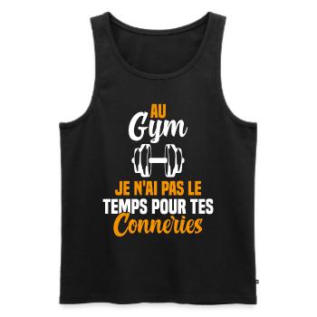 T-shirt Muscu / Bodybuilding - Au Gym - Débardeur bio Premium Homme - noir - Devant - Michal (187cm)