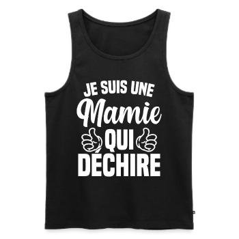 Mamie Grand-mère Mamie Qui Déchire Fête Des Mères - Débardeur bio Premium Homme - noir - Devant - Michal (187cm)
