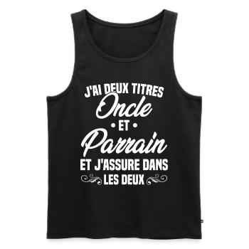 Oncle et Parrain Humour Cadeau - Débardeur bio Premium Homme - noir - Devant - Michal (187cm)