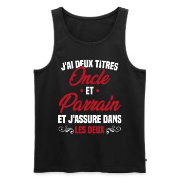 Oncle et Parrain Humour Cadeau - Débardeur bio Premium Homme - noir - Devant - Michal (187cm)