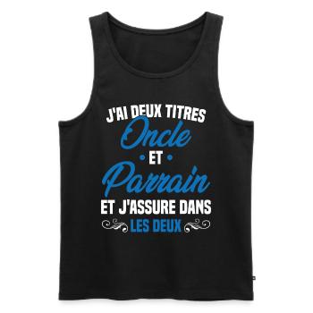 Oncle et Parrain Humour Cadeau - Débardeur bio Premium Homme - noir - Devant - Michal (187cm)