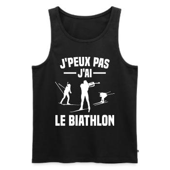 Je peux pas j'ai biathlon humour cadeau - Débardeur bio Premium Homme - noir - Devant - Michal (187cm)