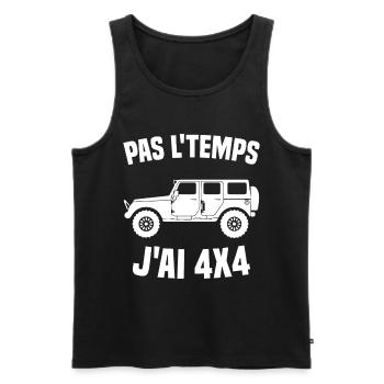 Pas Le Temps J'ai 4x4 Humour Cadeau - Débardeur bio Premium Homme - noir - Devant - AI Model Male 178 light (178cm)