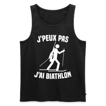 Je peux pas j'ai biathlon humour cadeau - Débardeur bio Premium Homme - noir - Devant - Michal (187cm)
