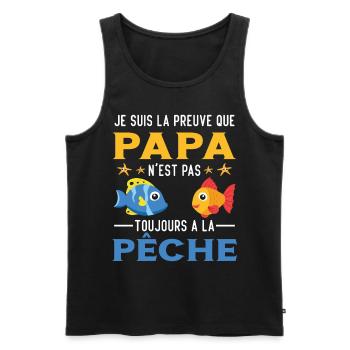 Papa Pêche Pêcheur Bébé Nourrisson Naissance - Débardeur bio Premium Homme - noir - Devant - Michal (187cm)