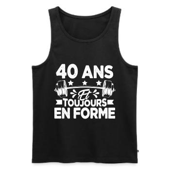 40 Ans et Toujours En Forme Gym Sport Muscu Cadeau - Débardeur bio Premium Homme - noir - Devant - Michal (187cm)