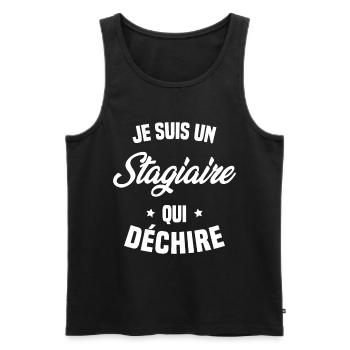 Stagiaire Qui Déchire Cadeau Humour - Débardeur bio Premium Homme - noir - Devant - Michal (187cm)